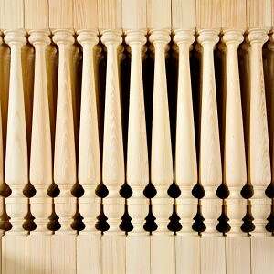 A high volume of wood stair spindles